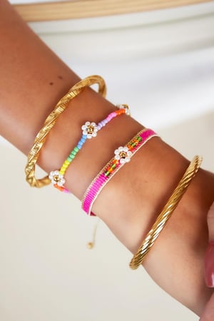 Fabric bracelet flower Yellow Polyester h5 Picture3